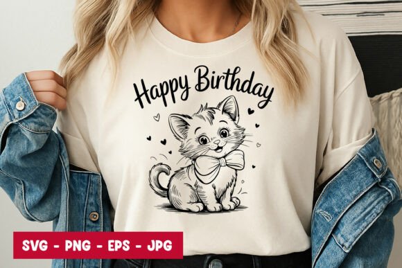 Baby Cat Happy Birthday SVG Graphics for T-Shirts & More