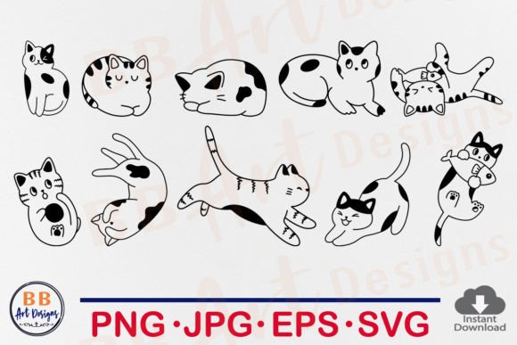 Cat SVG Bundle: Cute Cats Doodle Line Art for Graphics & T-Shirt Designs