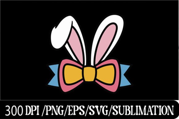 Cute Bunny Ears with Bow Clipart: Graphics for T-Shirt Designs