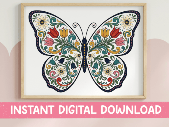 Folk Art Butterfly SVG PNG Graphics for T-Shirt Designs