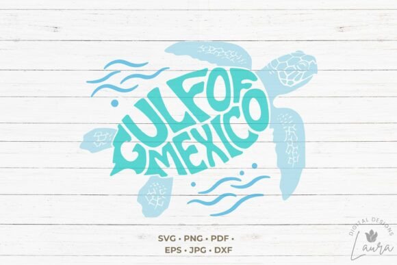 Gulf of Mexico Word Art Turtle: Graphics for T-Shirt Designs & Editorial Use