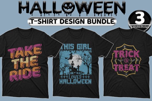 Halloween Day T-Shirt Design Bundle-11: Graphics & Print Templates