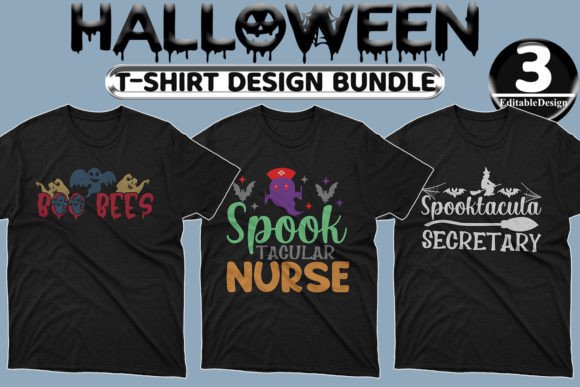 Halloween Day T-shirt Design Bundle-18: Graphics & Print Templates