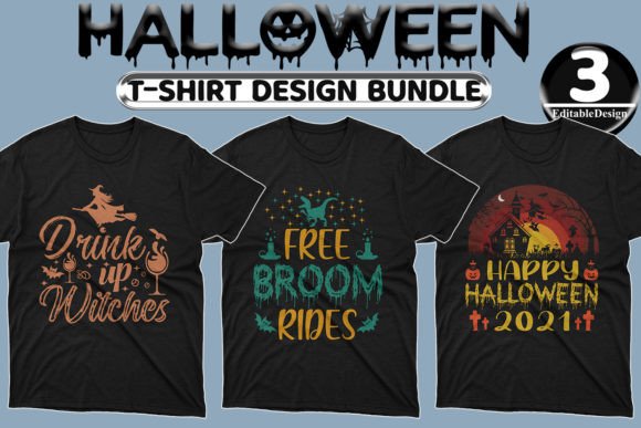 Halloween Day T-Shirt Design Bundle-21: Graphics & Print Templates