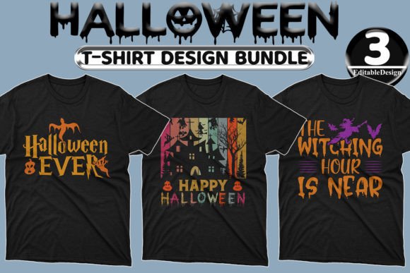 Halloween Day T-Shirt Design Bundle-22: Graphics & Print Templates