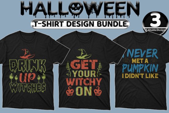 Halloween Day T-Shirt Design Bundle-24: Graphics & Print Templates