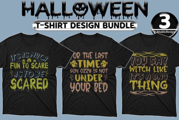 Halloween Day T-Shirt Design Bundle-27: Graphics & Print Templates