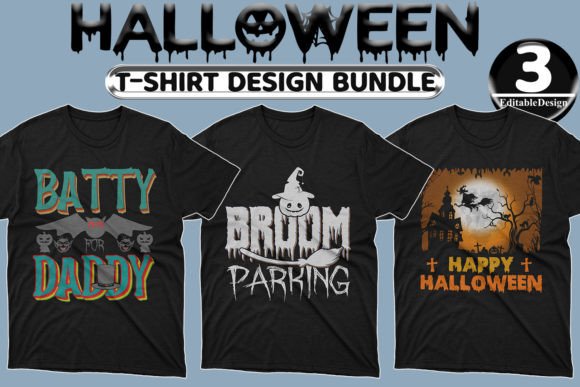 Halloween Day T-Shirt Design Bundle-4: Graphics & Print Templates