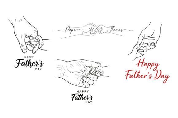 Happy Fathers Day Line Art Bundle: Graphics & T-Shirt Designs