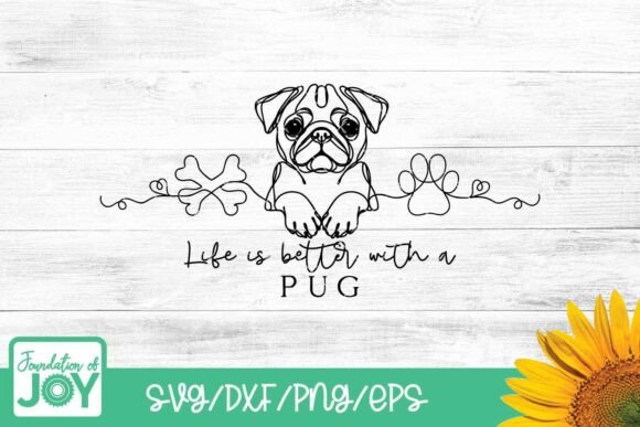 Life is Better with a Pug: Monoline Graphics for T-Shirts