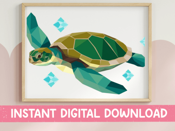 Low Poly Sea Turtle Ocean Art: Graphics for T-Shirt Designs