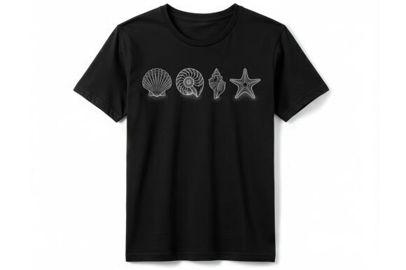 Minimalist Sea Shells Line Art: Graphics for T-Shirt Designs