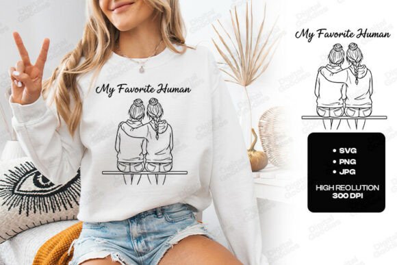My Favorite Human Bestie Line Art: Graphics for T-Shirt Designs
