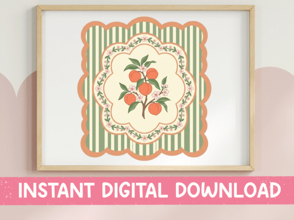 Orange Botanical Scalloped Wall Art: Graphics & T-Shirt Designs