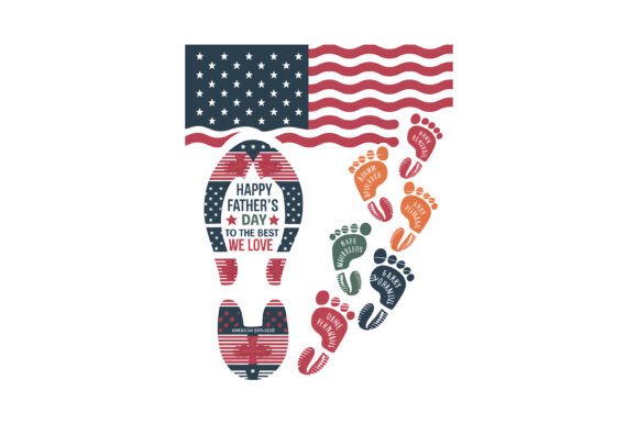 Patriotic Father’s Day Footprints Art: Graphics & T-Shirt Designs