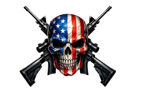 Patriotic Skull PNG USA Tactical Art