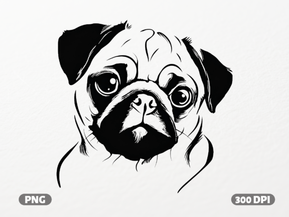 Pug Dog Portrait Art: Graphics for T-Shirt Designs