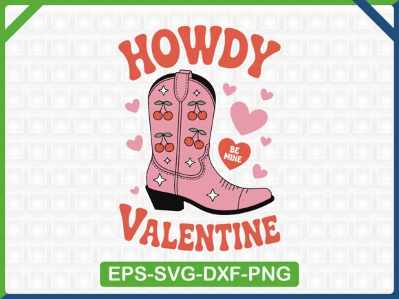 Retro Cowboy Boot Valentine Clipart: Graphics for T-Shirt Designs