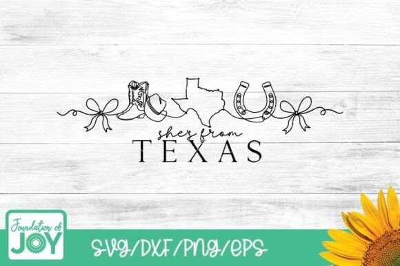 She’s from Texas SVG, PNG, Monoline Art