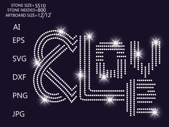 Sparkling Rhinestone Love Text Art: Graphics for T-Shirt Designs