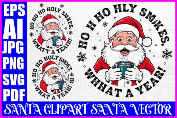 T-Shirt Santa Claus Clipart Pack: Graphics for Festive T-Shirt Designs