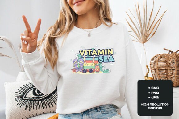 Vitamin Sea Summer Beach SVG Art: Graphics for T-Shirt Designs